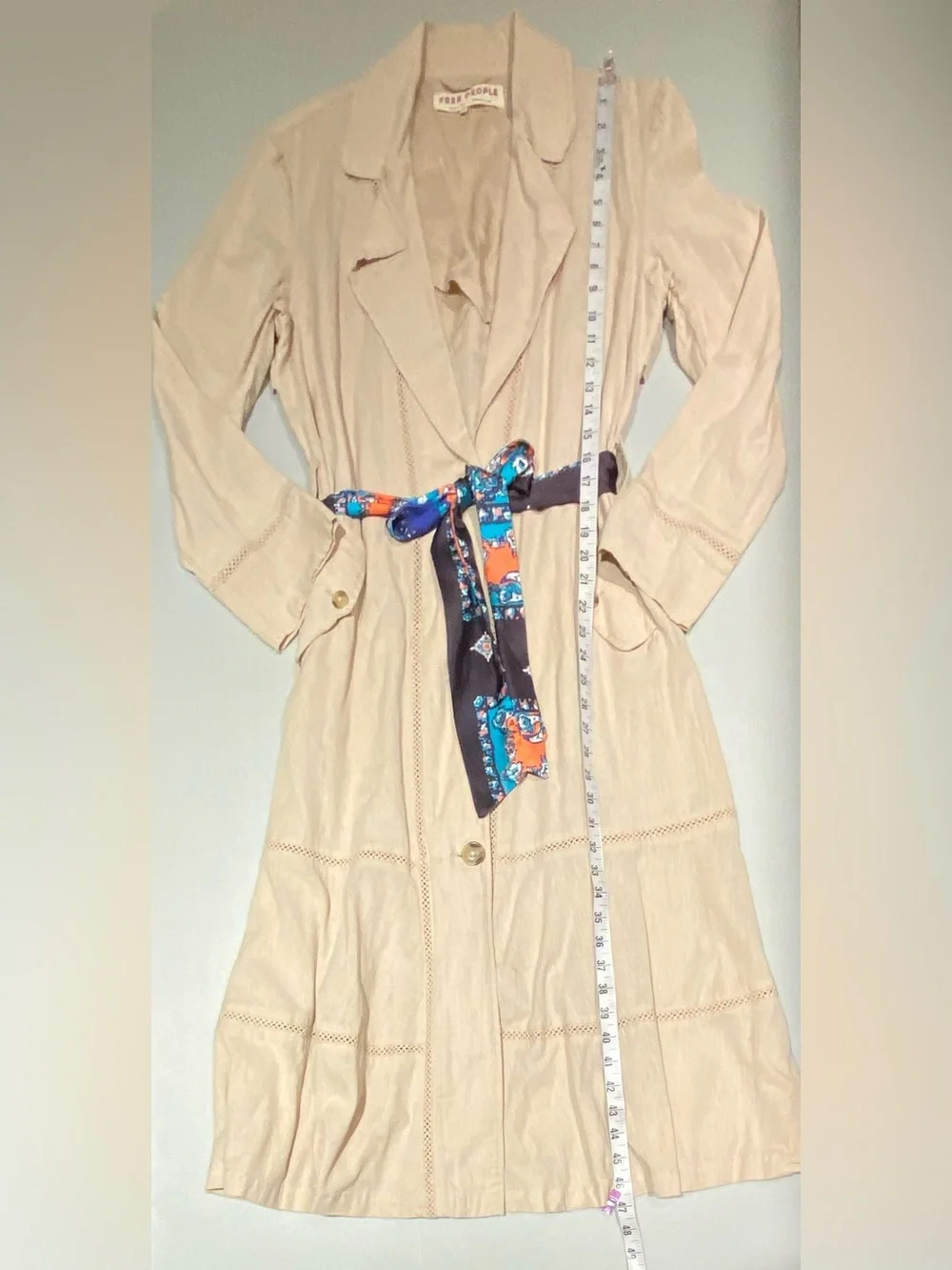 Free People Rory Linen-Blend Duster Trench Dress, size XS
